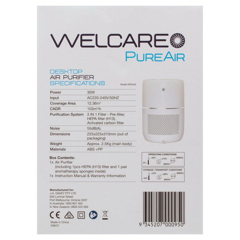 Welcare Pureair Desktop Air Purifier WPA100 - VITAL+ Pharmacy
