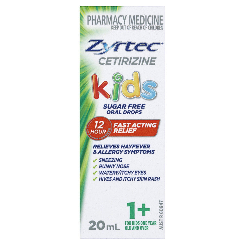 Zyrtec Cetirizine Kids Fast Acting Relief Sugar Free 20mL - Vital Pharmacy Supplies