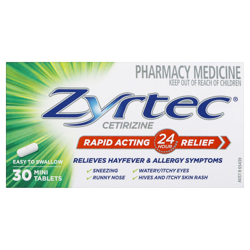 Zyrtec Cetirizine Rapid Acting Relief 30 Tablets - Vital Pharmacy Supplies